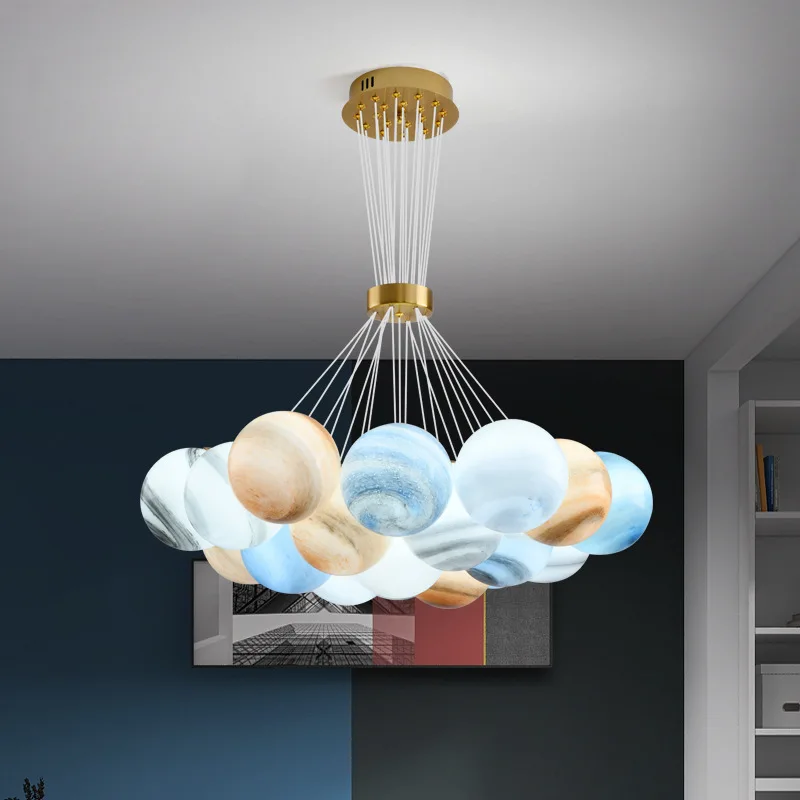 

Earth Planet Lamp Moon Chandelier Modern Living Room Bubble Ball Chandelier