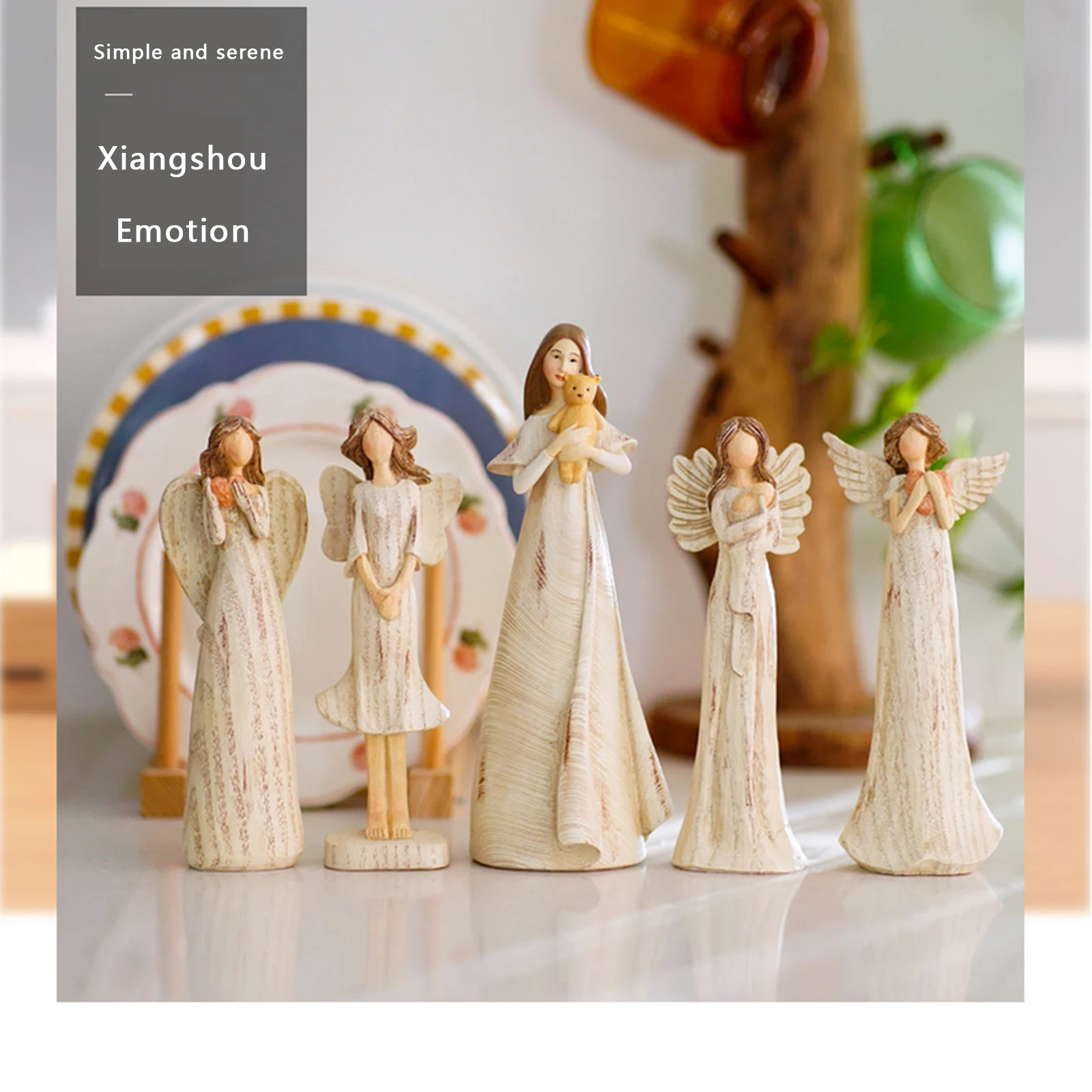 

Creative Angel Figurine Art Desktop Home Decor Vintage Resin Handmade Statue Miniature Decoration Artware Sculpture Ornaments