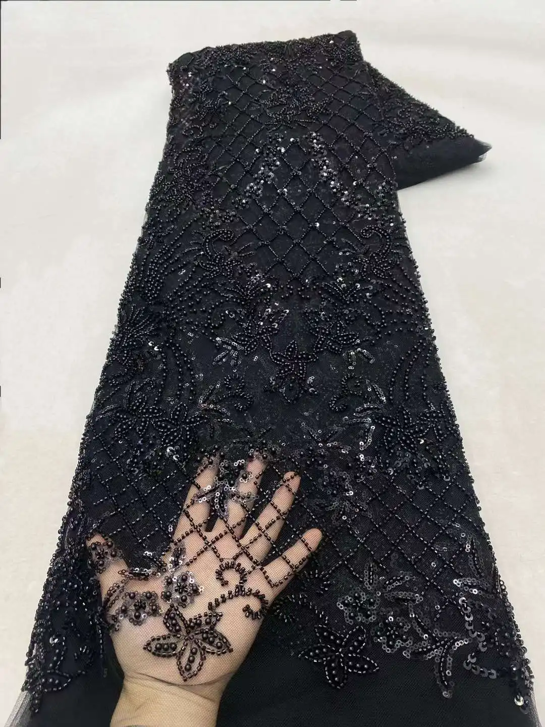 Африканские тяжелые бусины 2024 высокое качество 5 ярдов нигерийские блестки