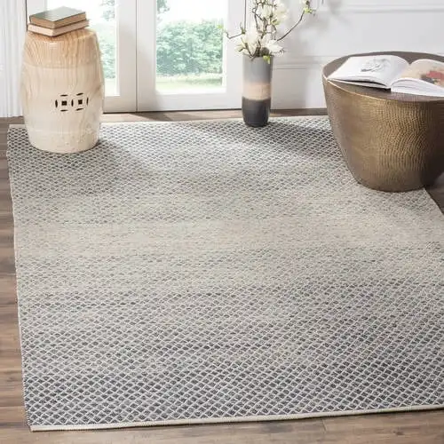 

Geometric Cotton Area Rug, Navy/Ivory, 6' x 9'