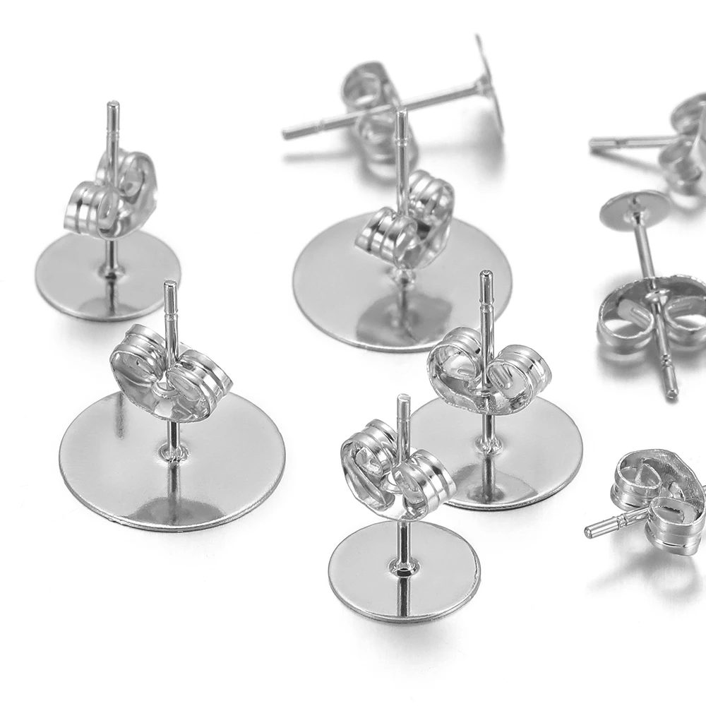Пустое основание для сережек-гвоздиков из нержавеющей стали 50-100 шт.