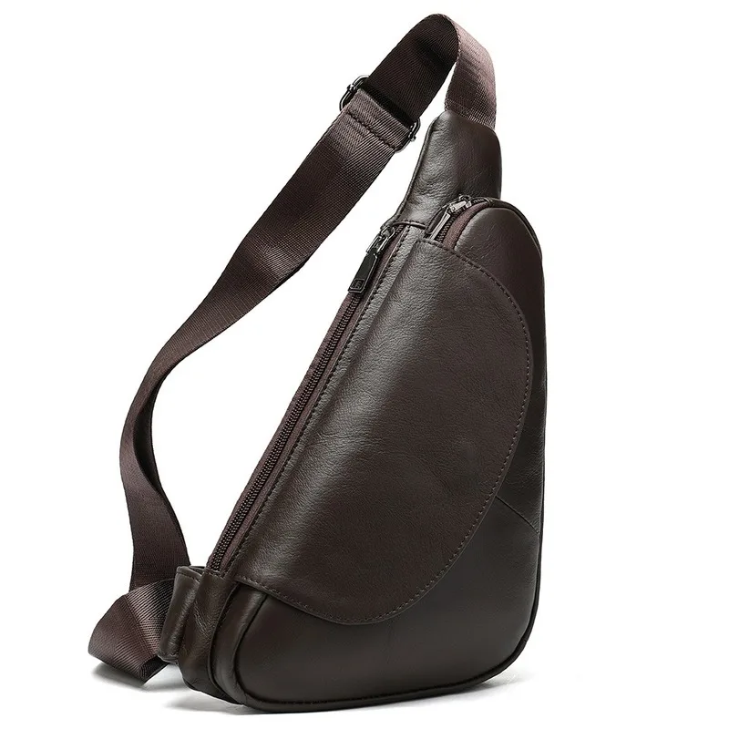 

Bags Man Luxury Leather Genuine Chest Vintage Cross Bag Bags Crossbody Body The Men Leather Over Triangle Shoulder Bag Leisure