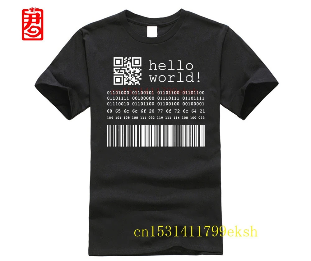 Футболка мужская с надписью хлопок Java программатор компьютер Hello World Code Linux Geek Team