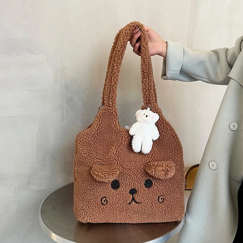 

Fashion Retro Woman Shoulder Bags Casual Female Lady Underarm Bags Bear Pattern Design Daily Underarm Shoulder Bag
