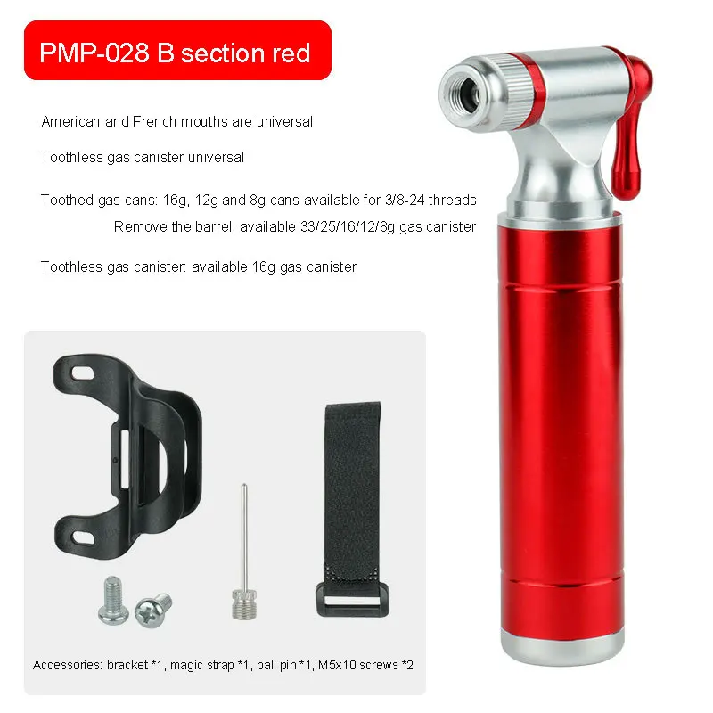 

Bicycle CO2 Inflator Fits Presta Scrader Valve Road MTB Tire Quick Pumping Threaded 16/12/8G Unthreaded 16G Cartridge