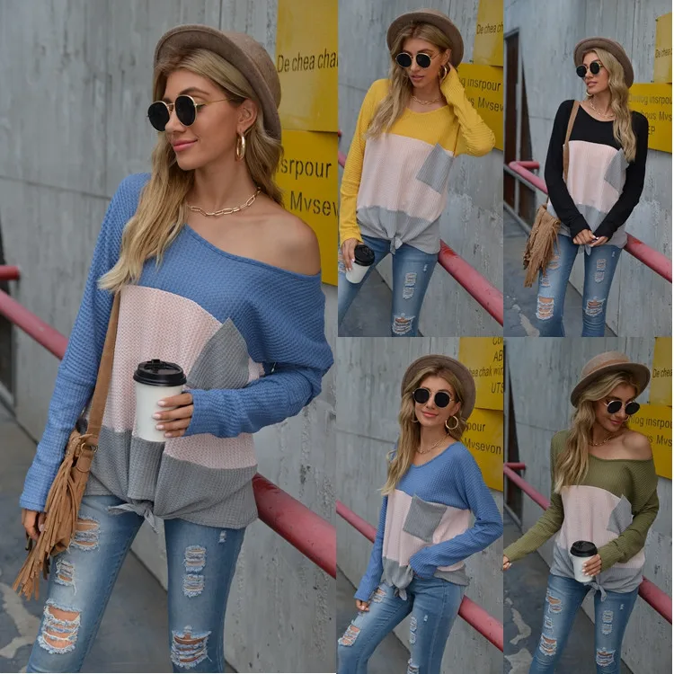 

2022 Spring And Autumn New Women's Waffle Stitching Long-sleeved Top T-shirt
