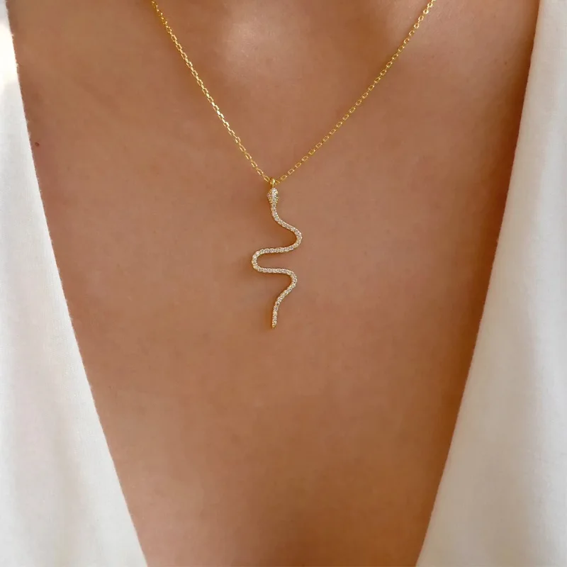 Snake Pendant Necklace Diamond S Shape Jewelry Daily Life Party Neck |