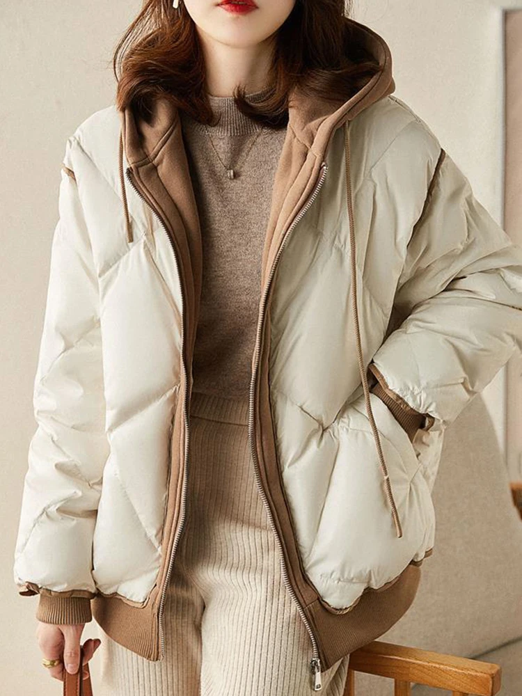 

Jyate 2022 Winter New Fashion Warm Coat Korean Patchwork Hooded Jacket Female Casual Cotton Padded Parka Jackets Women Clothing