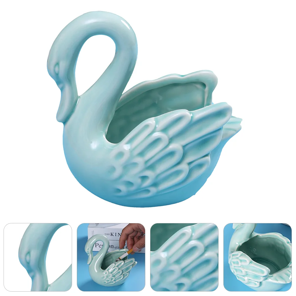 

1pc Chic Practical Creative Ash Container Storage Container Swan Designed Ashtray