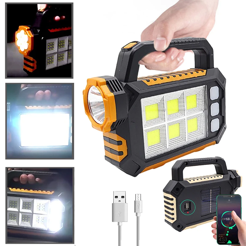 

USB Перезаряжаемый Водонепроницаемый COB/светодиодный фонарик, портативный мощный фонасветильник для кемпинга, походов