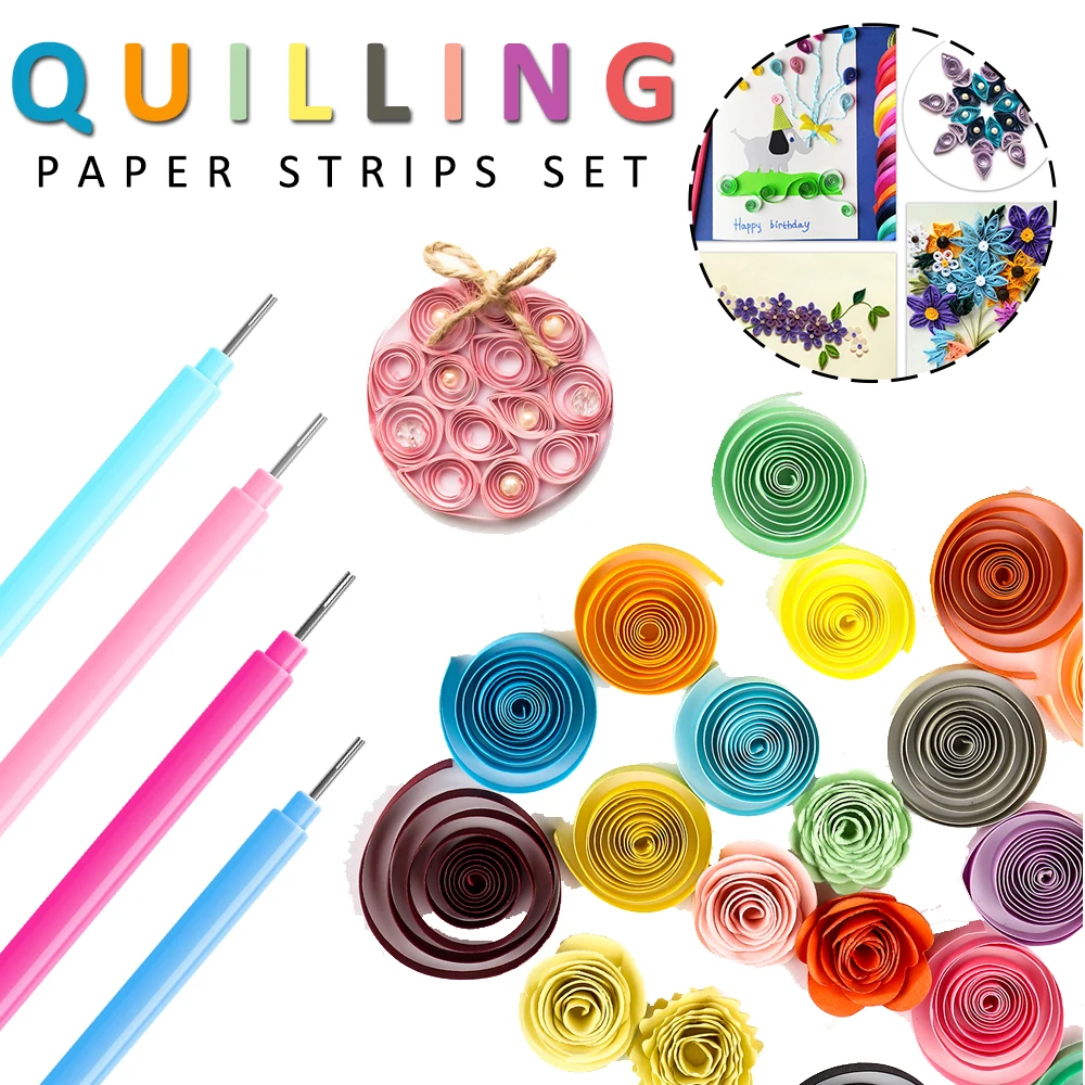 

Colorful 100pcs/pack Quilling Paper Strips Set Rolling Curling Needle Pen DIY Art Children Handmade Scrapbooking Tool 2023