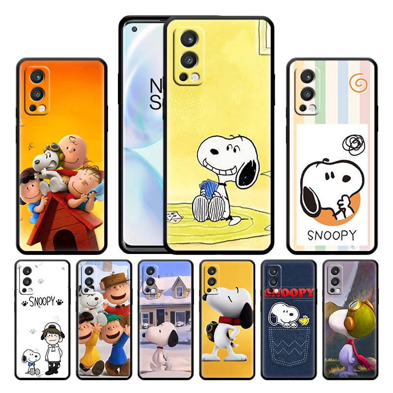 

Snoopy Dog Cartoon For OnePlus Nord 2 CE 5G 9 9Pro 8T 7 7ro 6 6T 5T Pro Plus Silicone Soft TPU Black Phone Case Cover Coque Capa