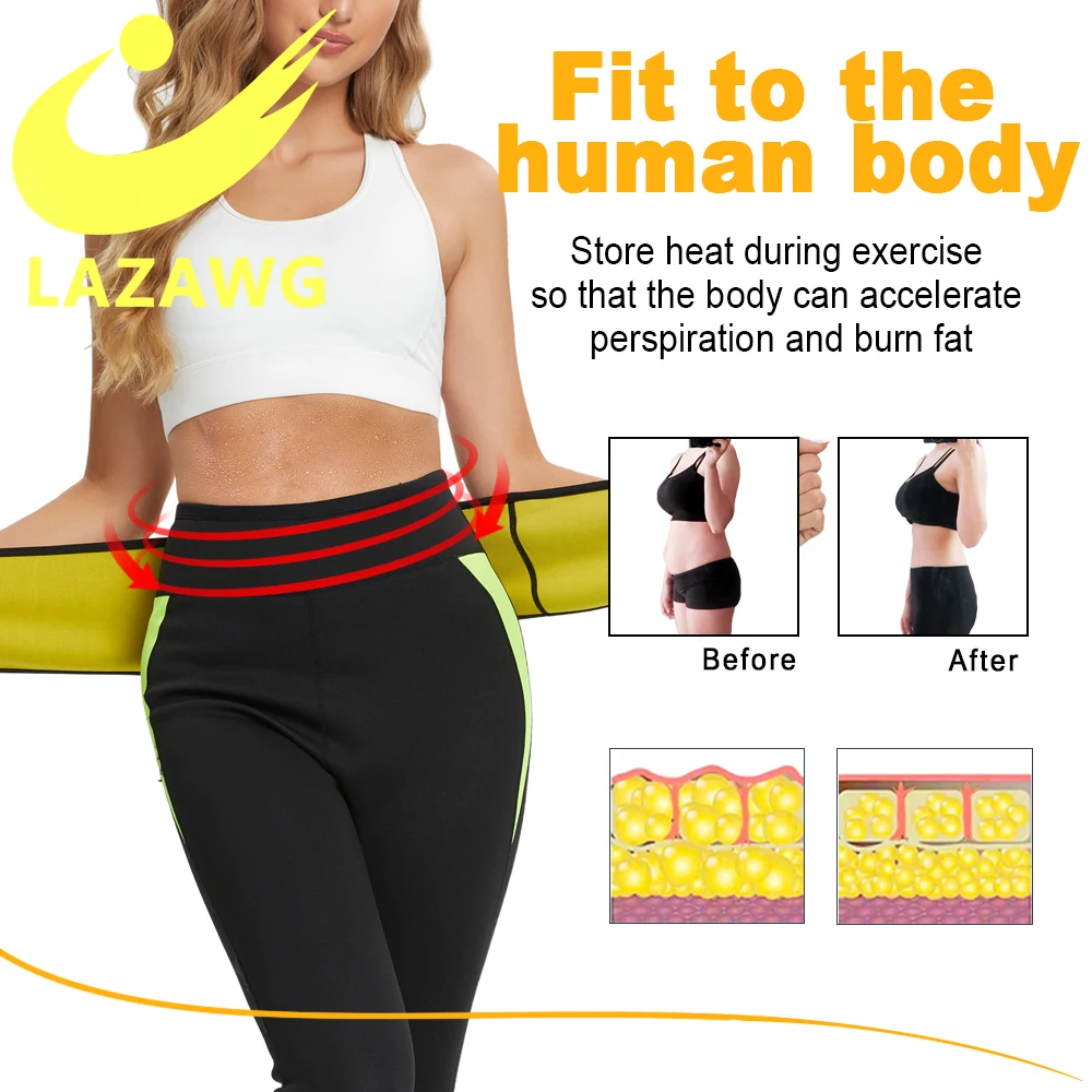 LAZAWG Women Body Shaper Weight Loss Hot Neoprene Sauna Sweat Pants Waist Trainer Weight Slimming Loss Shirt