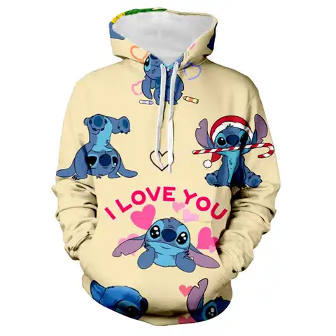 2022 New Women's Fall Streetwear Halloween Disney Stitch and Donald Duck Harajuku Cartoon Sweatshirts Fashion Girls Hoodie Y2K