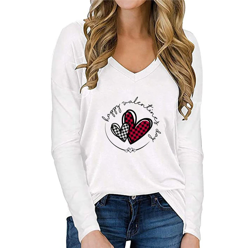 

Plus Size Women Graphics Tops Casual Loose Long Sleeve T-shirts V-Neck Blouse Oversized Tops Printed Pullover Fashion Clothes