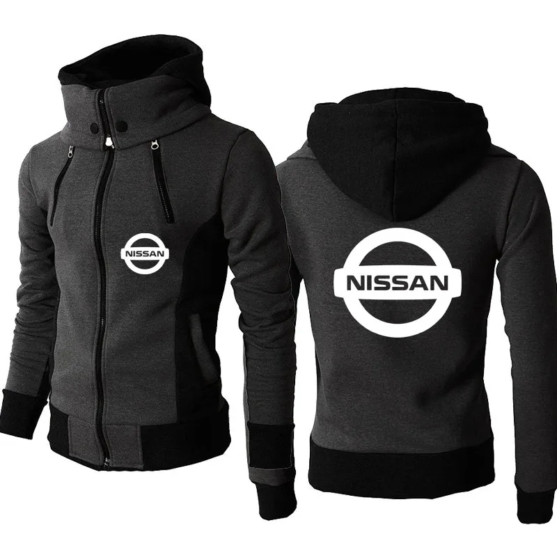 

2023 New Men Thickening Zipper Jacket Coat Nissan car logo print Autumn Winter Keep warm 100% cotton jackets Hooded top