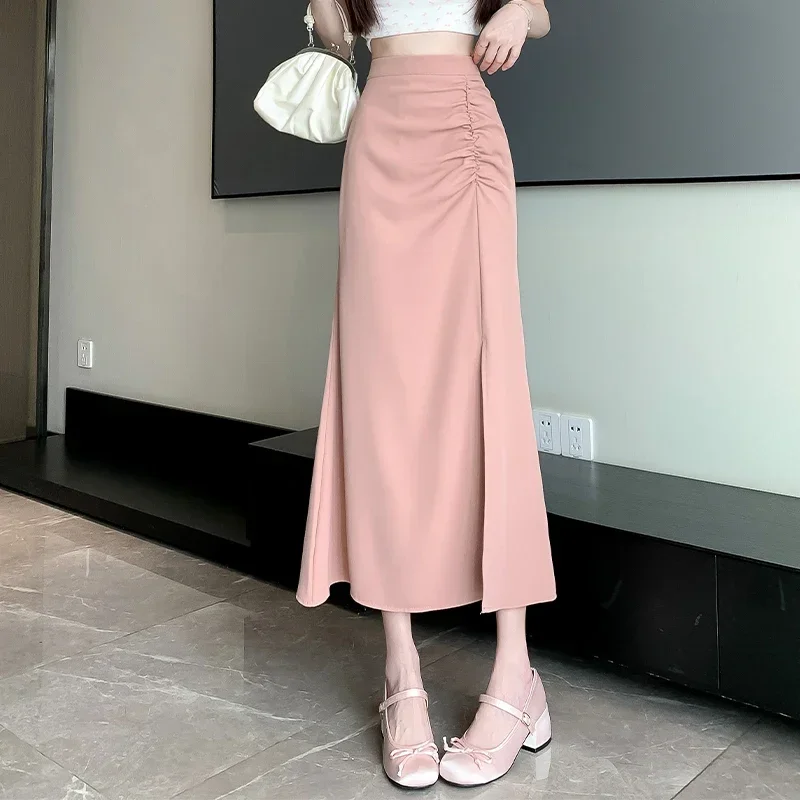 Юбка женская офисная длинная со складками