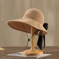 summer female sun hats big brim classic bowknot foldable fashion straw hat casual outdoor beach cap for women uv protected hat