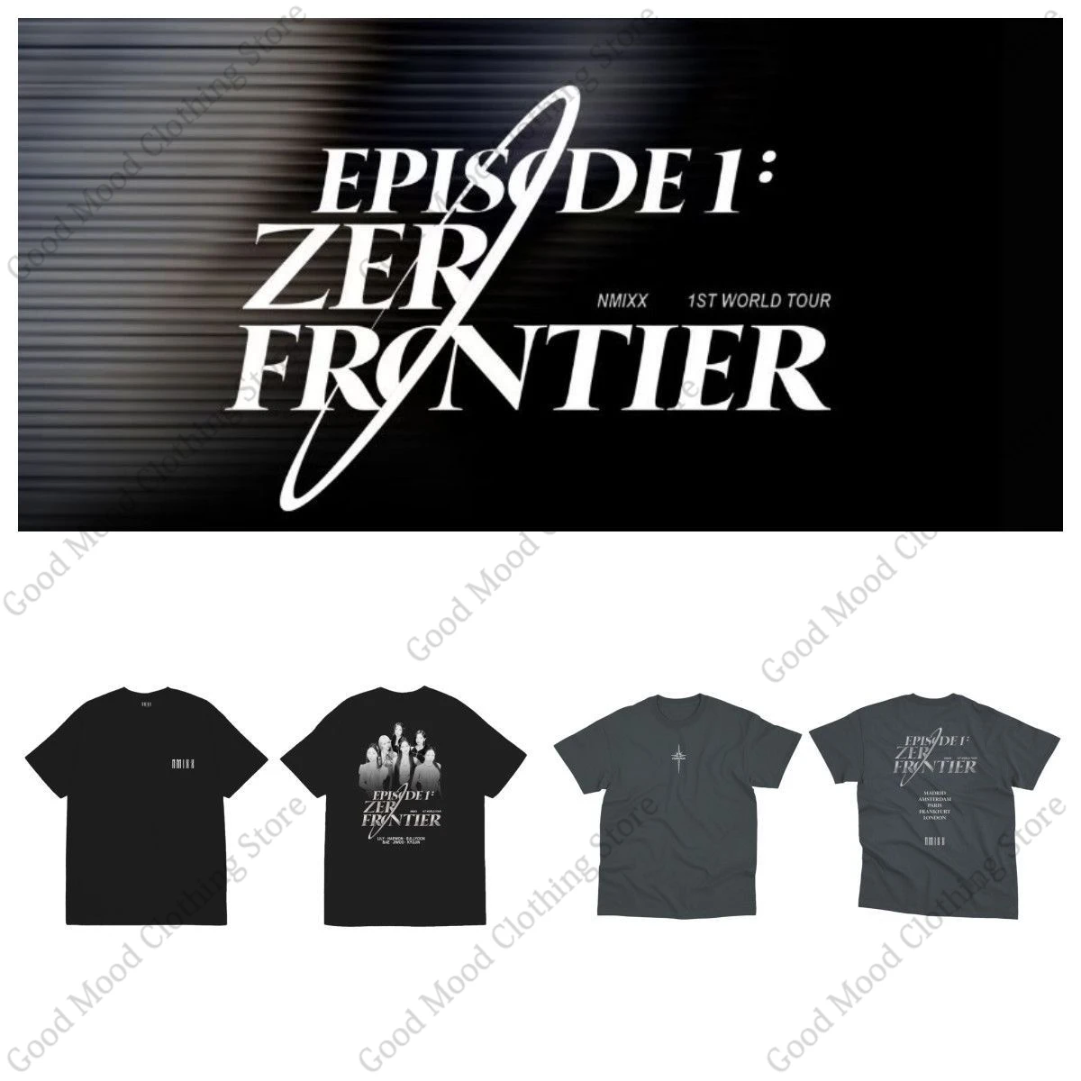 Фото Футболка NMIXX 1st World Tour EPISODE 1: ZERO FRONTIER, модная футболка в стиле K-pop для мужчин и женщин, высококачественная хлопковая футболка с короткими рукавами №1