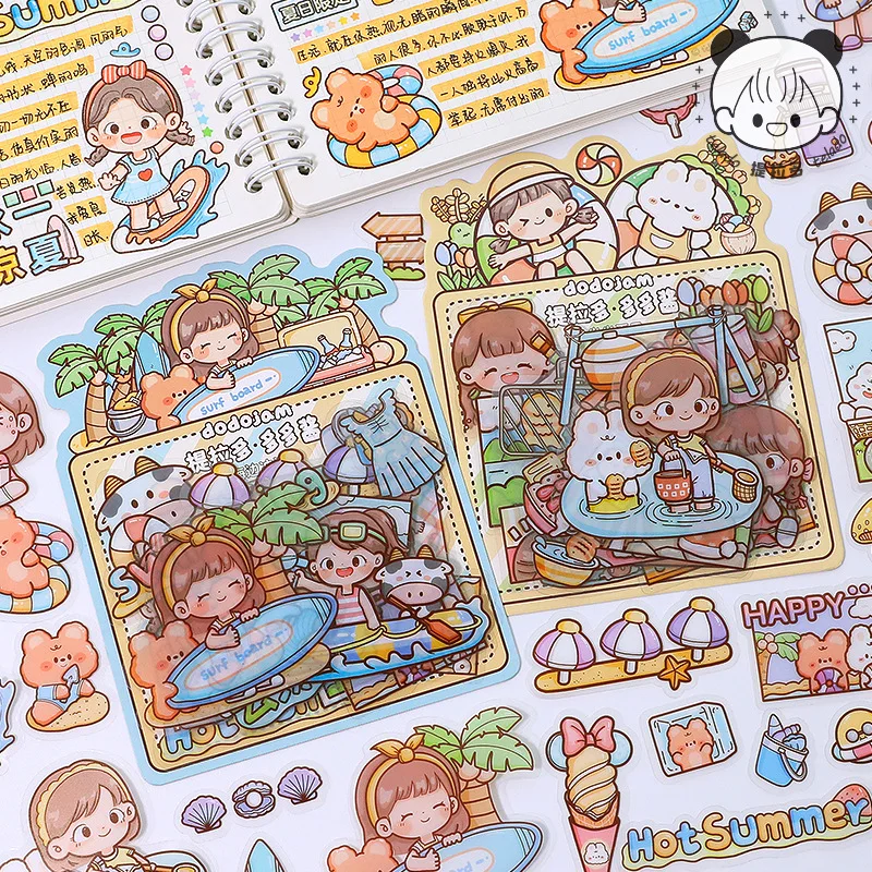 

40 pcs/set Kawaii Dodojam Girl Summer Beach PET Waterproof Stickers Scrapbooking Diy Journal Stationery Sticker Pack Deco Gift