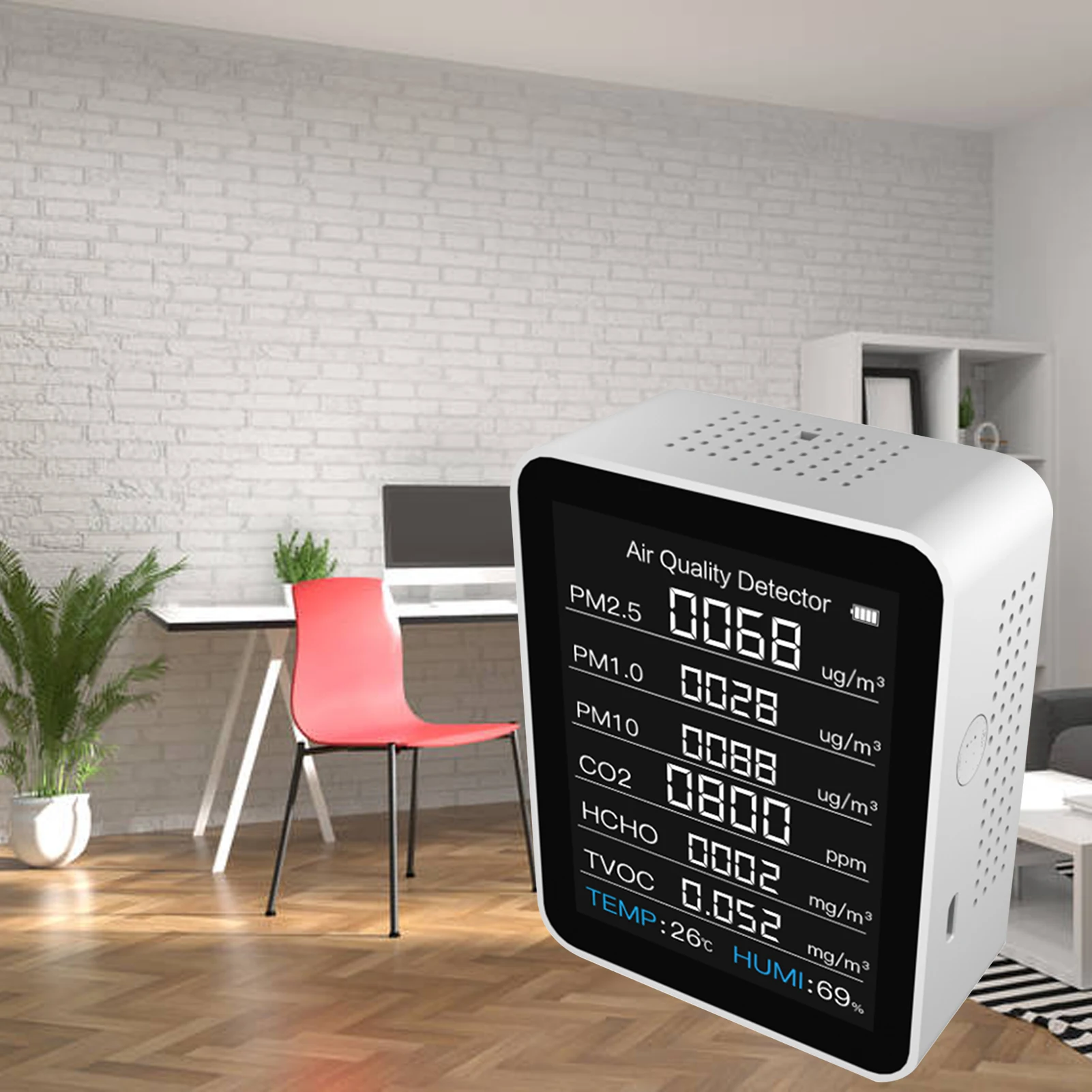 

New 8-in-1 Air Quality Monitor CO2 PM2.5 HCHO TVOC Temperature Humidity Monitor Home Air Quality Detector With Real Sensors