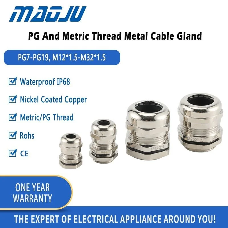 

Cable Gland IP68 Metric PG Thread Nickel Coated Brass Copper PG7 PG9 M12 M20 Wire Fixation Connector Cord Grip Strain Relief