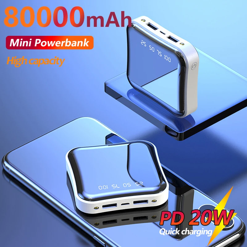 

Mini Power Bank 80000mAh Large Capacity One-way Fast Charger Convenient Pocket External Battery Suitable for Xiaomi Samsung