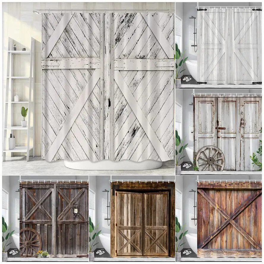 Grey White Wooden Board Vintage Farmhouse Decorative Bathroo