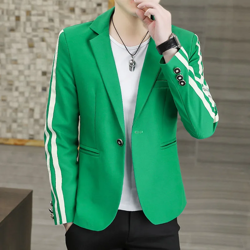 

HOO 2022 Men's Spring and Autumn Arm Parallel Bars blazer Youth Slim Casual blazer