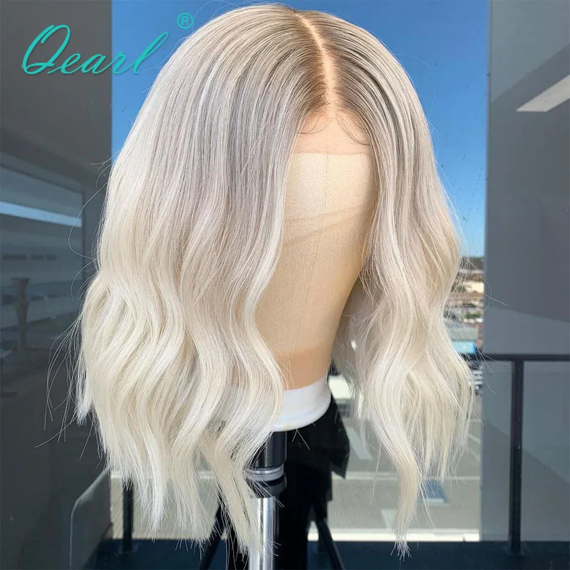 Ash Blonde Grey Highlights Human Hair Lace Front Wig Cheap Short Bob Wigs Free Shipping Brazilian Lace Frontal Wigs 13x1 Qearl