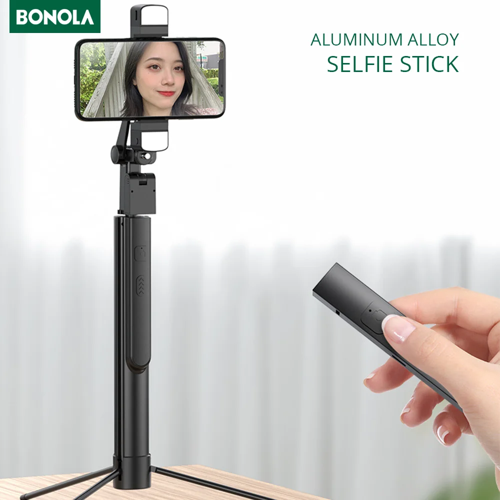 

Bonola Selfie Stick Tripod with Fill Light for IOS/Android Smart Bluetooth Remote Gimbal Stabilizer for iPhone/Samsung Phone