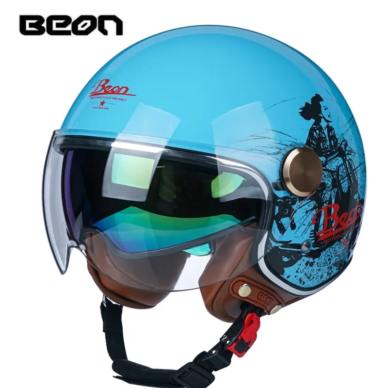 Винтажный мотоциклетный скутер beon b120 разных стилей 3/4 открытый шлем велосипед