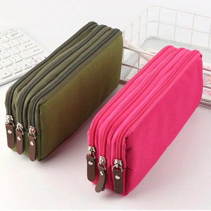 

Large Capacity Pencil Bag Multi-Layer Fountain Pen Stationery Holder Pen Case Three-Layer Pencil Box Student School Supplies