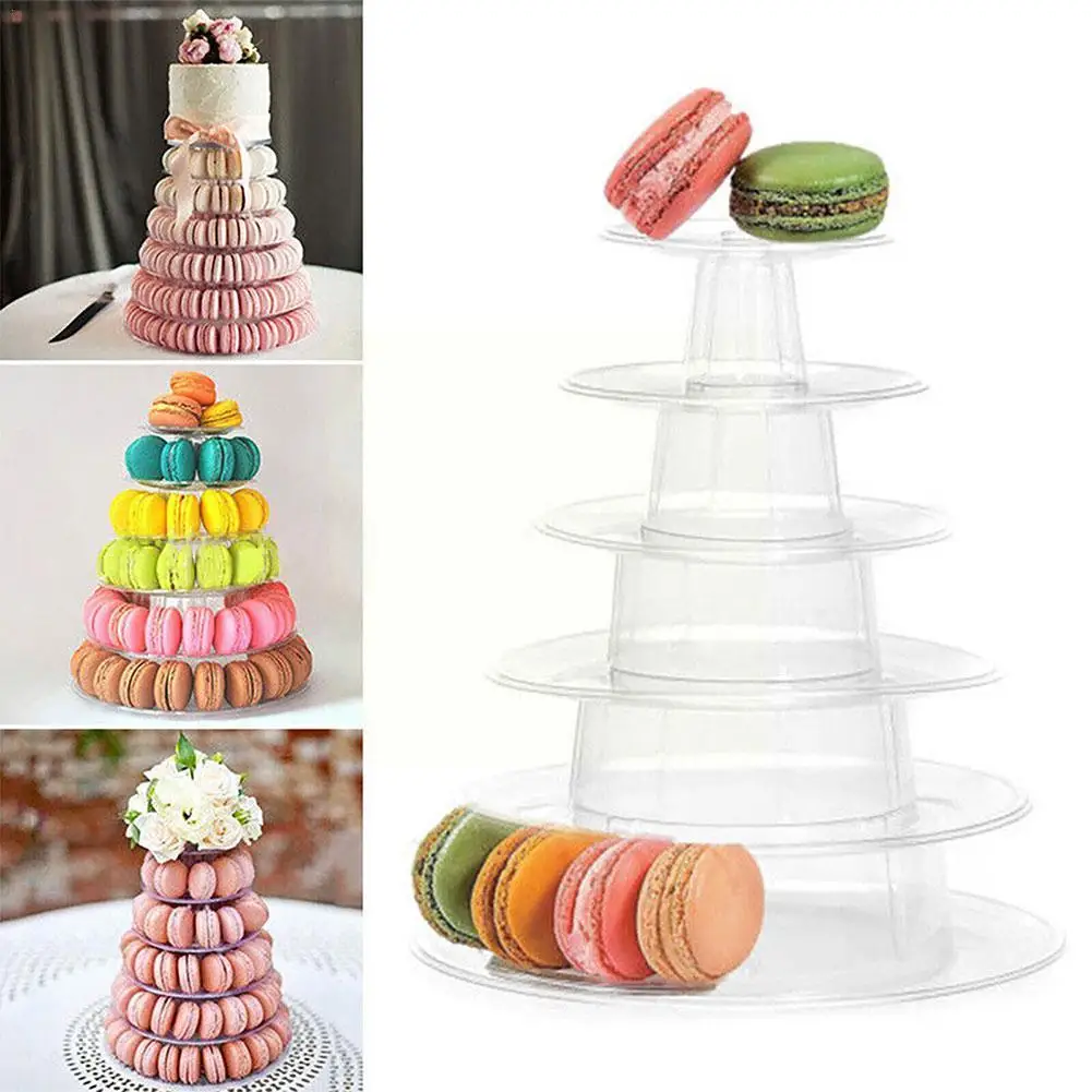 

6/10 Tiers Macaron Display Stand Cupcake Tower Rack Cake Stands PVC Tray For Wedding Birthday Cake Decorating Tools Bakewar B5B7