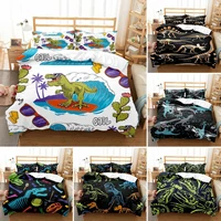 cartoon dinosaur kids duvet cover set kingqueen sizejurassic themed comforter cover dinosaur skeleton bedding set