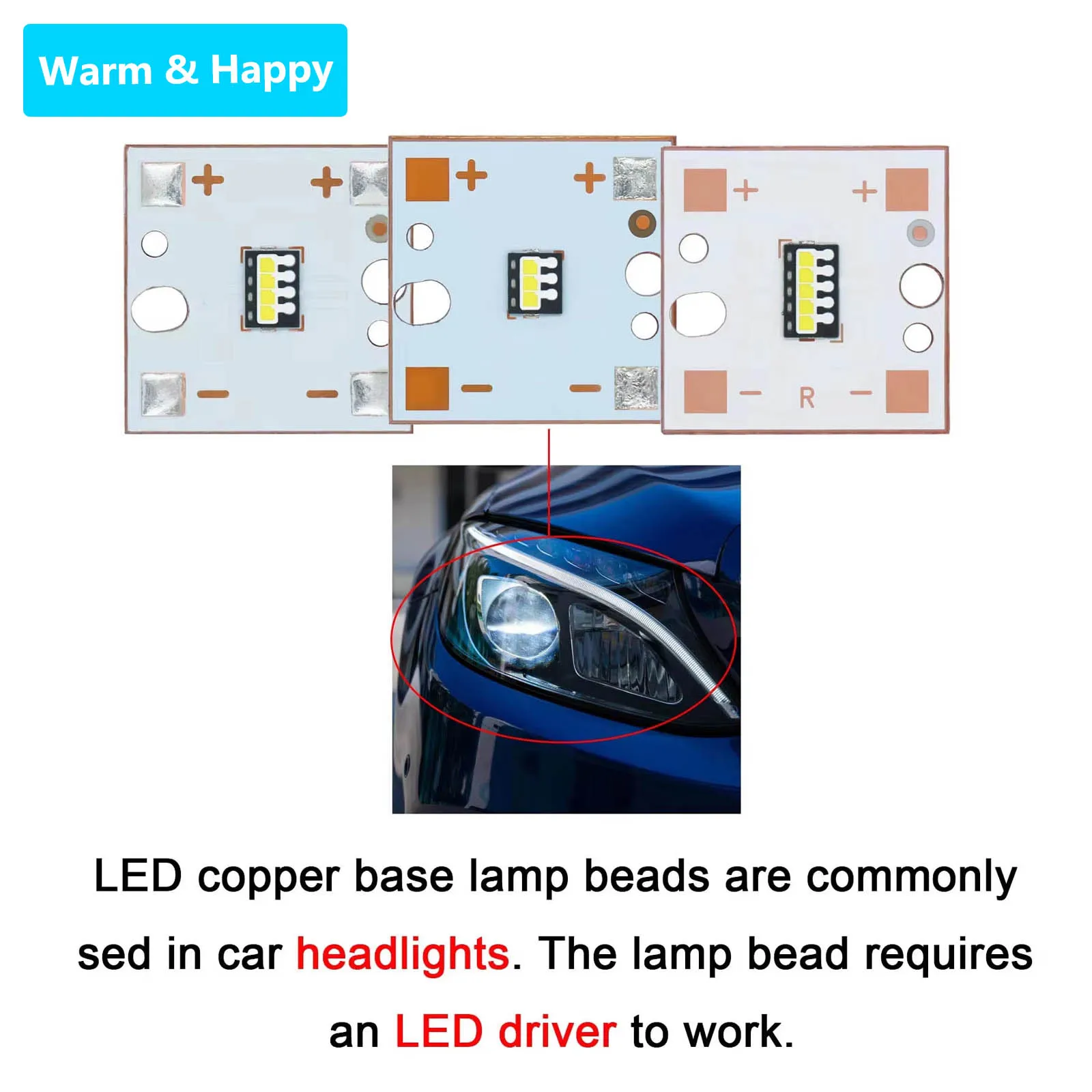 

15 Вт, 20 Вт, 25 Вт, мощный светодиодный светильник, супер яркий, 6500 К, светодиодные бусины, трубка для печатной платы, медь для автомобильных фар, сделай сам