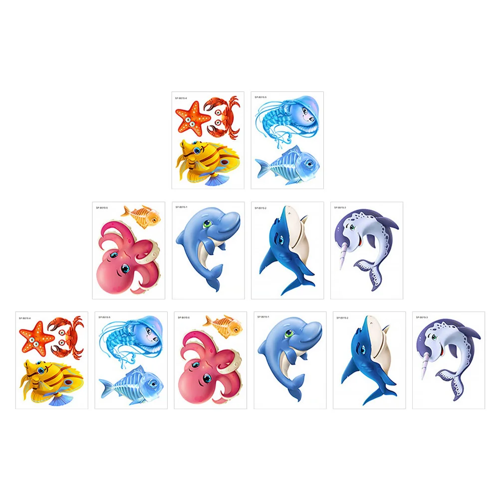 

12 Sheets of Bathroom Anti-slip Bathtub Stickers Cartoon Sea Life Bathtub Sticker