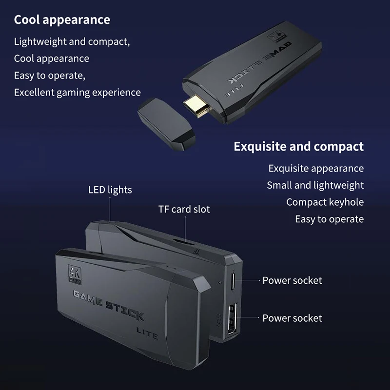 Игровая приставка Lite 4K M8 64 ГБ двойной беспроводной контроллер для 10000 ретро-игр