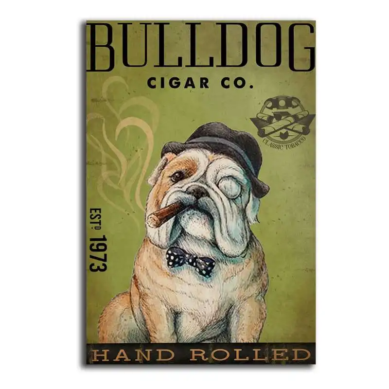 

Canvas Wall Art Bulldog Dog Cigar Poster Bulldog Company Canvas Poster
