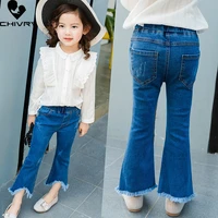 new 2022 kids fashion solid jeans flared trousers girls slim fit denim pants baby girls spring autumn jeans long pants clothing