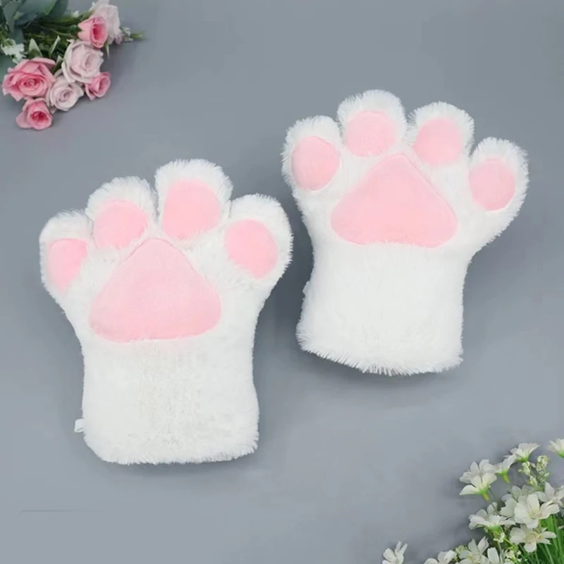 

Halloween Women Plush Gloves with Kitten Paw Shape Carnivals Party Supplies