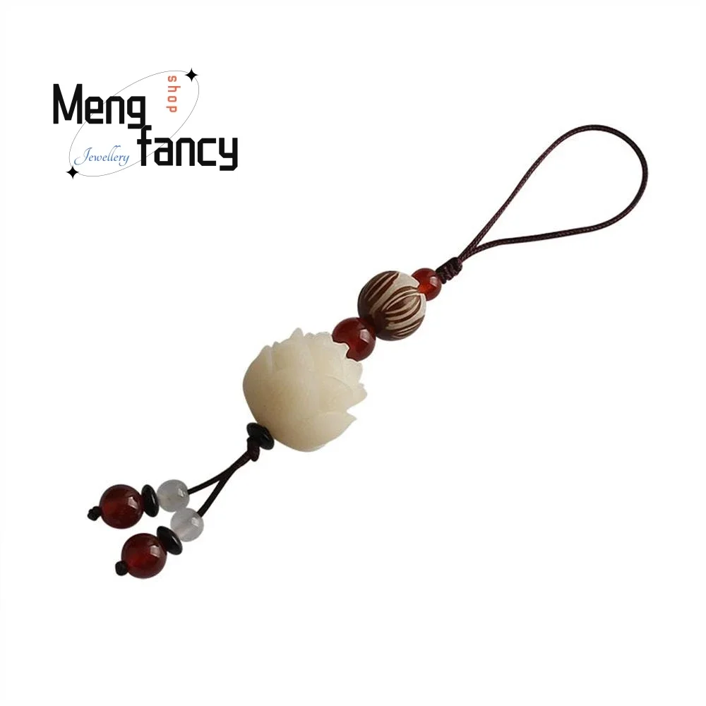 Винтажный резной брелок ручной работы с цветком лотоса Бодхи натуральные