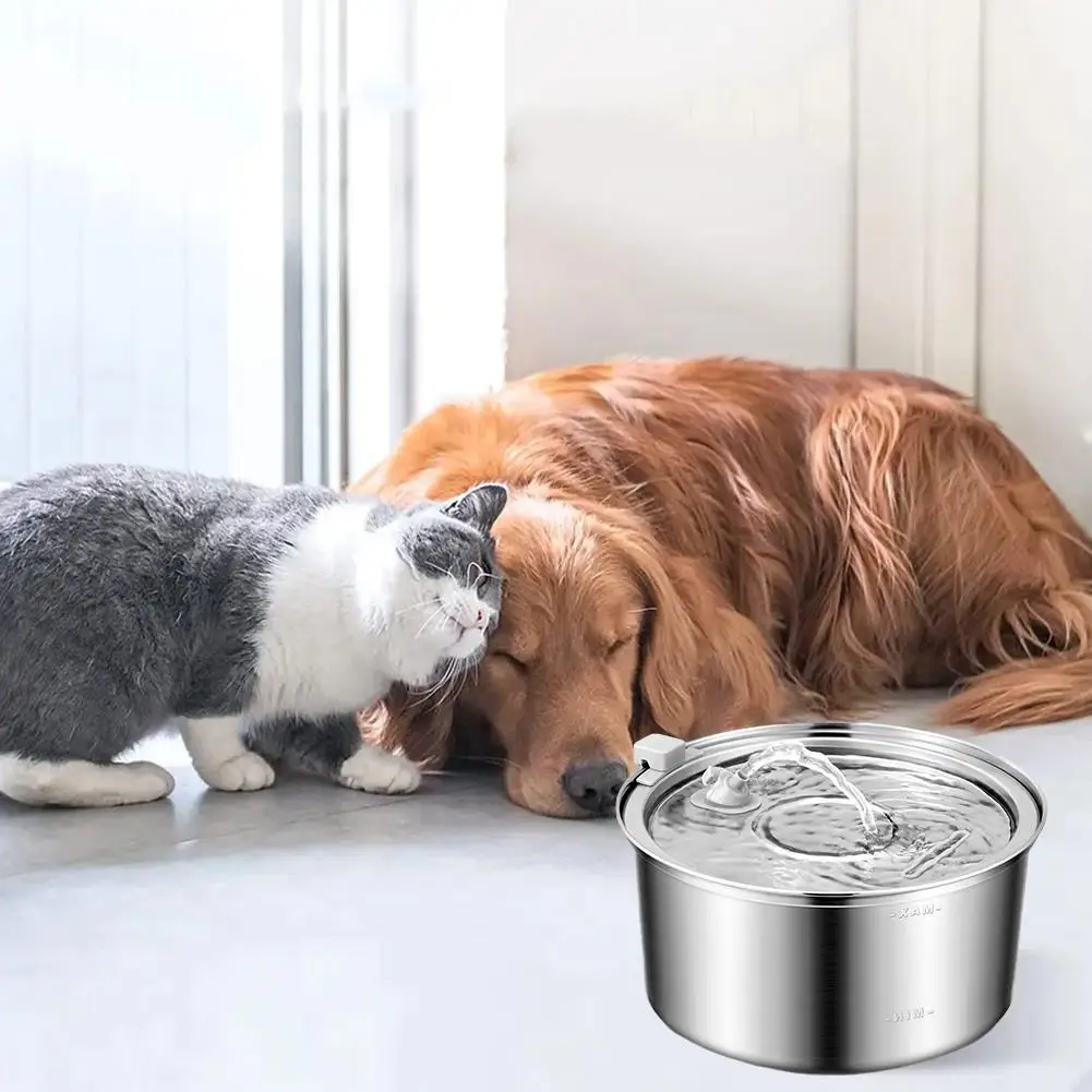 

Pet Water Fountain Large Capacity Adjustable Water Flow Quadruple Filtration System 304 Stainless Steel Water Dispenser For I6A5