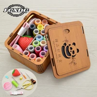 cute panda pattern box for sewing supplies exquisite wooden sewing supplies storage box set of 33 sewing tool thread storage box