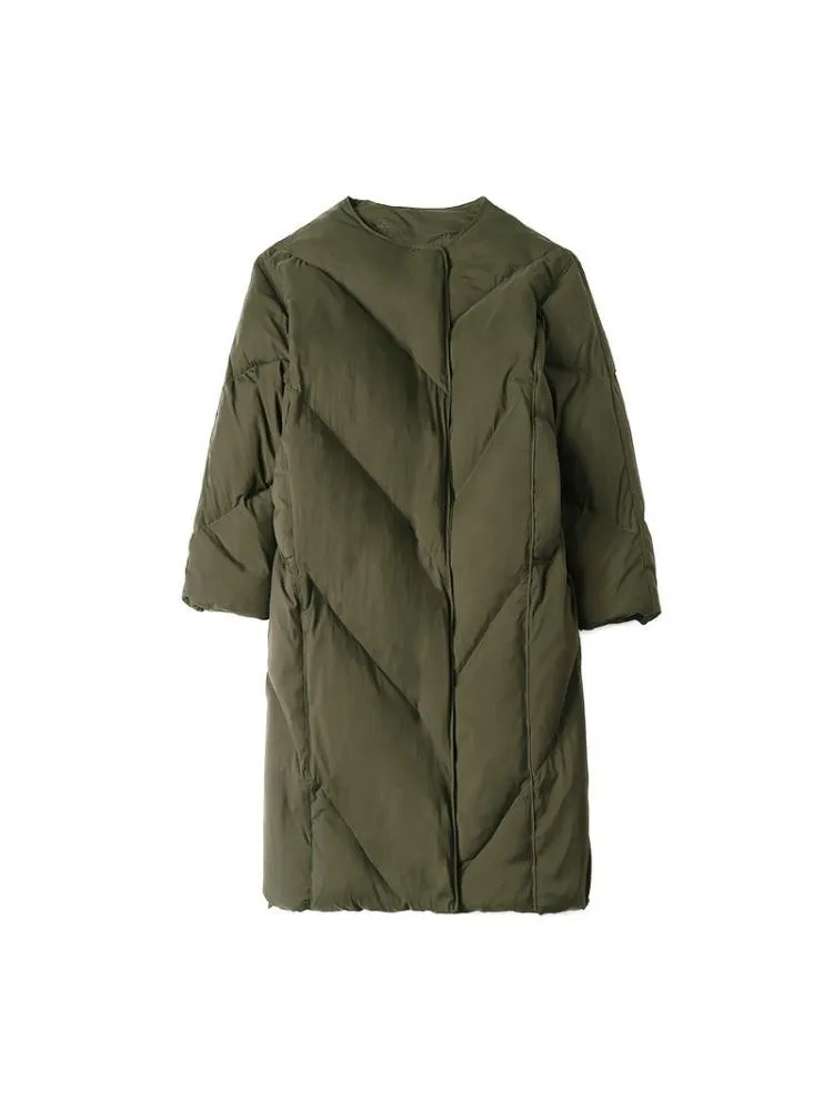 Korean Fashion 2022 Winter Long Thicked 90 White Duck Down Coats Women Loose Popular Scarf Black Warmer Cloth Jackets