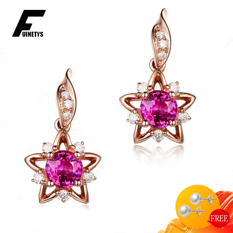 

Trendy Earrings Silver 925 Jewerly Star Shape Cubic Zirconia Gemstone Rose Gold Drop Earrings Ornaments for Women Wedding Gift