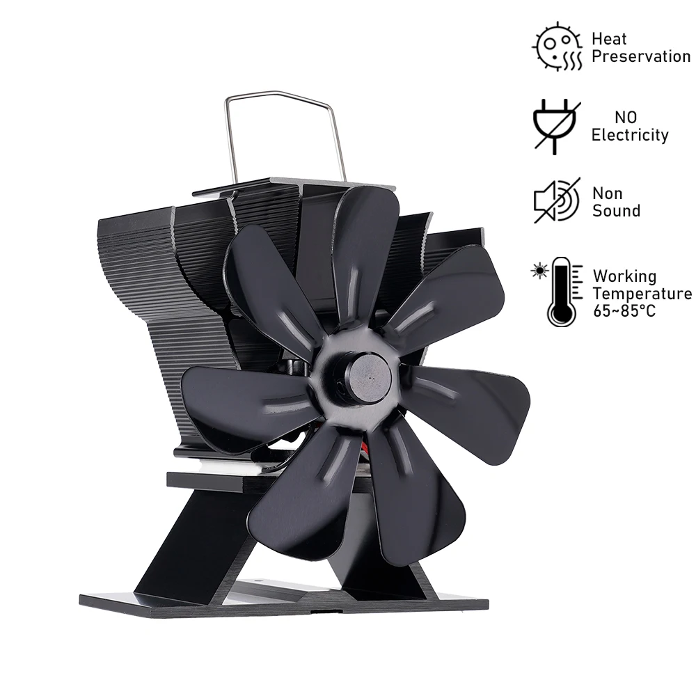 

Mini Fireplace Fan 7 Blade Heat Powered Stove Fan Log Wood Burner Eco-fan Quiet Fireplace Fan Heater Efficient Heat Distribution
