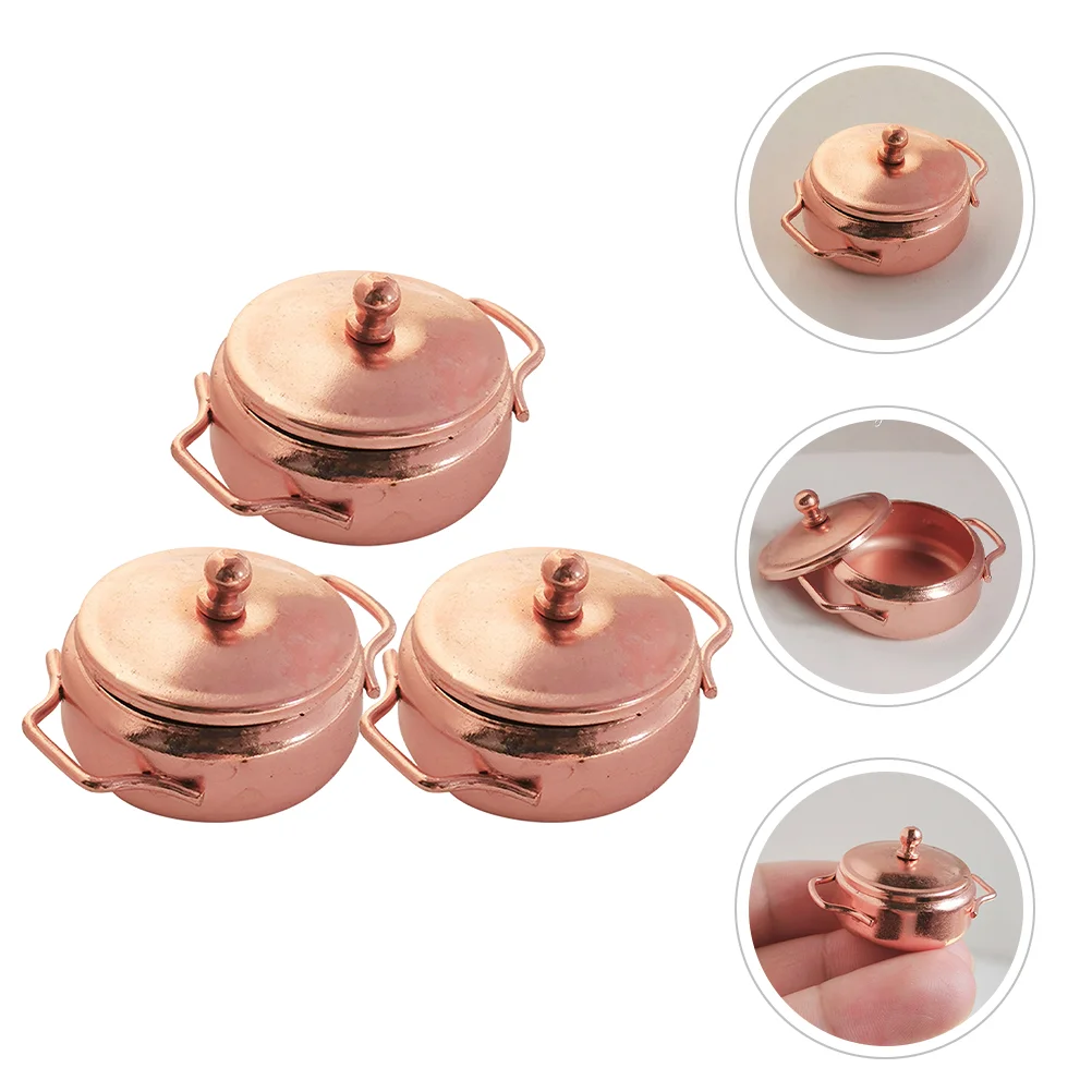 

Dollhouse Kitchen Miniature Utensils Cooking Pots Pot Copper Cookware Kitchenware Accessories Pretend Play Gadgets