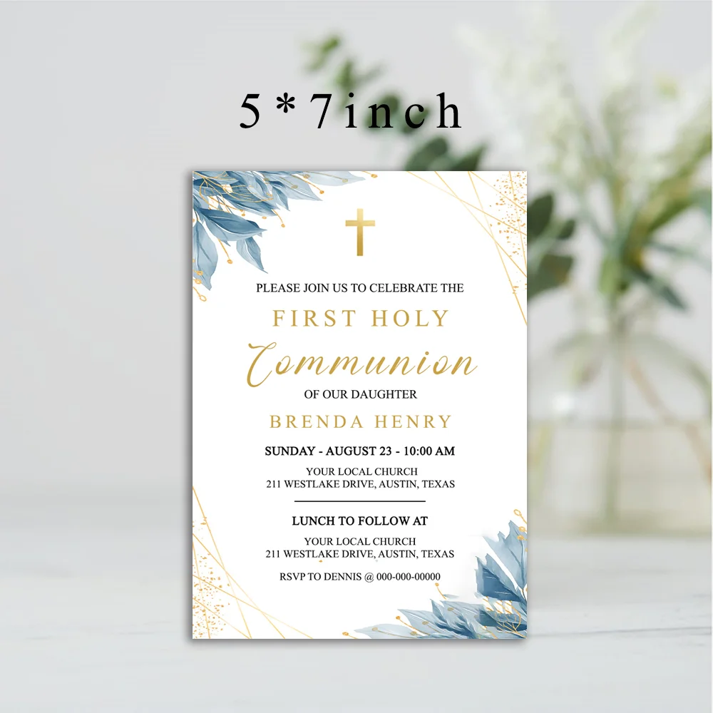 Персонализированная пригласительная карта на первое священное причастие для
