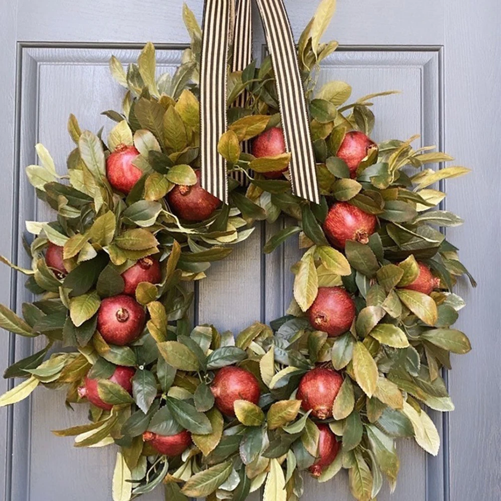 

White Pumpkins Wreath Autumn Handmade Christmas Home Wedding New Year Decoration Fake Plants Artificial Flowers Wreaths Decor